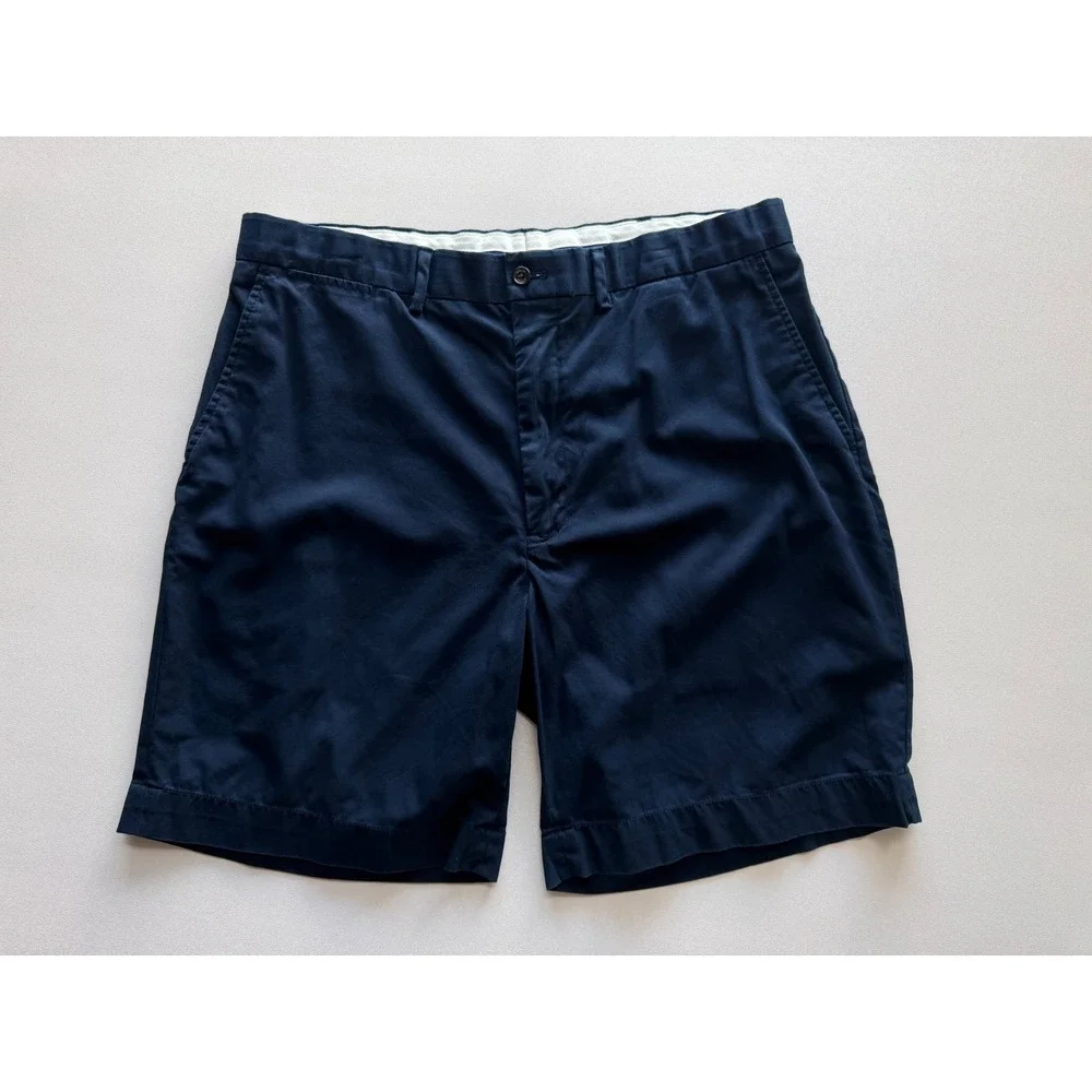 Polo Golf Ralph Lauren Navy Shorts Men's Size 36 Flat Front Classic Chino Cotton